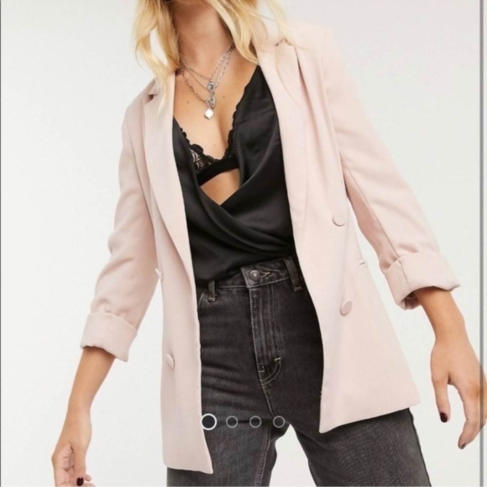 Bershka oversized blazer in light pink